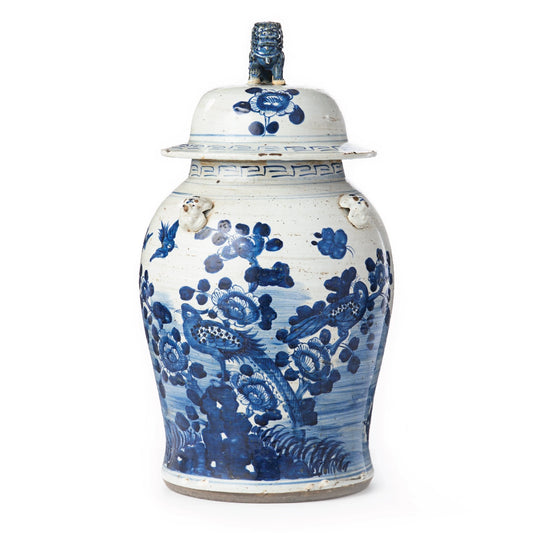 Oversized Blue and White Temple Jar