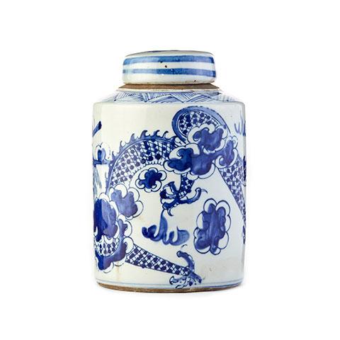Cylindrical Small Dragon Tea Jar
