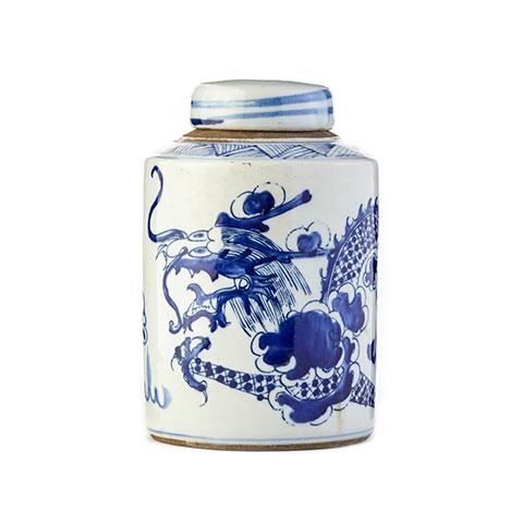 Cylindrical Small Dragon Tea Jar